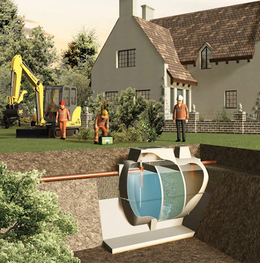 Marsh domestic sewage treatment plant illustration